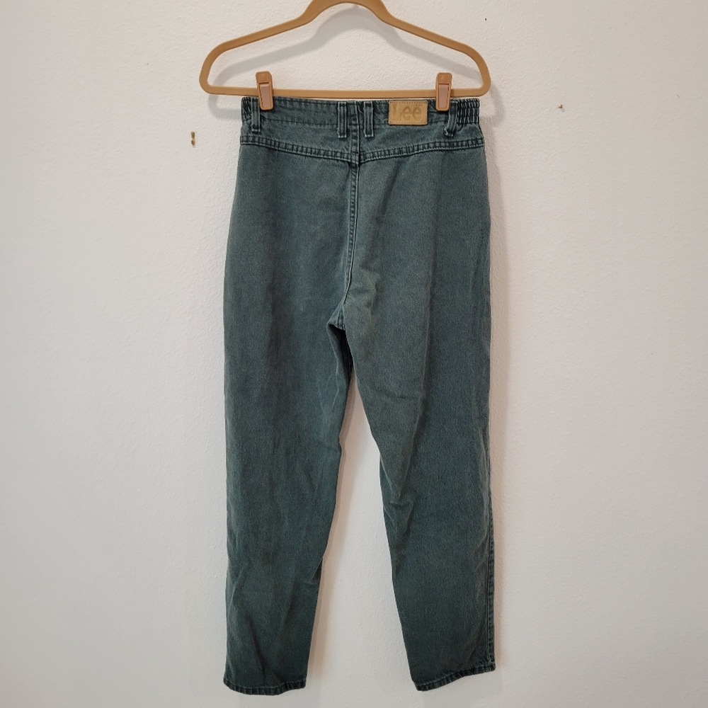 Vintage Lee Women’s Green Straight Leg Jeans‎ Stretch Waist Size 12 - Picture 4 of 5